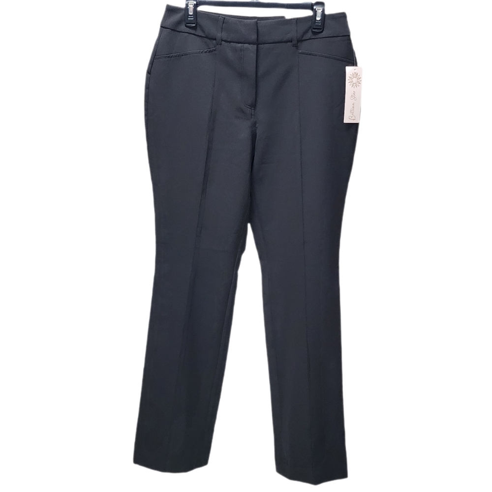 Bettina Star Women's High Rise Bootcut Dress Pants Front Seam Belt Loops Black 8